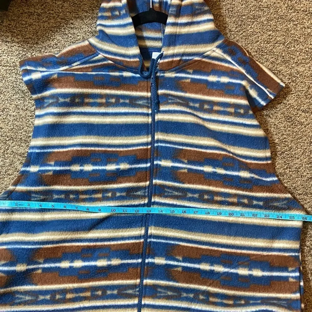 BLA ZER FIRENZE Cozy Hooded Vest with Stripes Size L